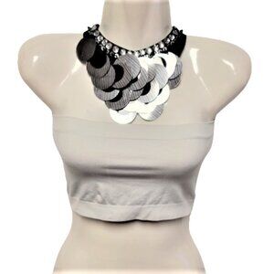 CLOUD Grey Crop Top Stretchy Ribbed Bandeau Tube Top - One Size- NEW